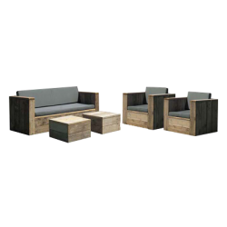 Used wood lounge set model 20140 set