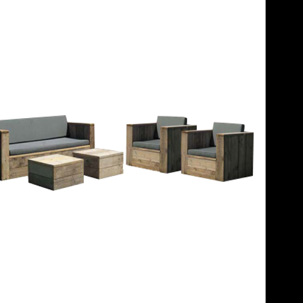 Used wood lounge set model 20140 set